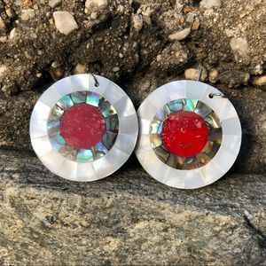 Coral and Abalone Earrings